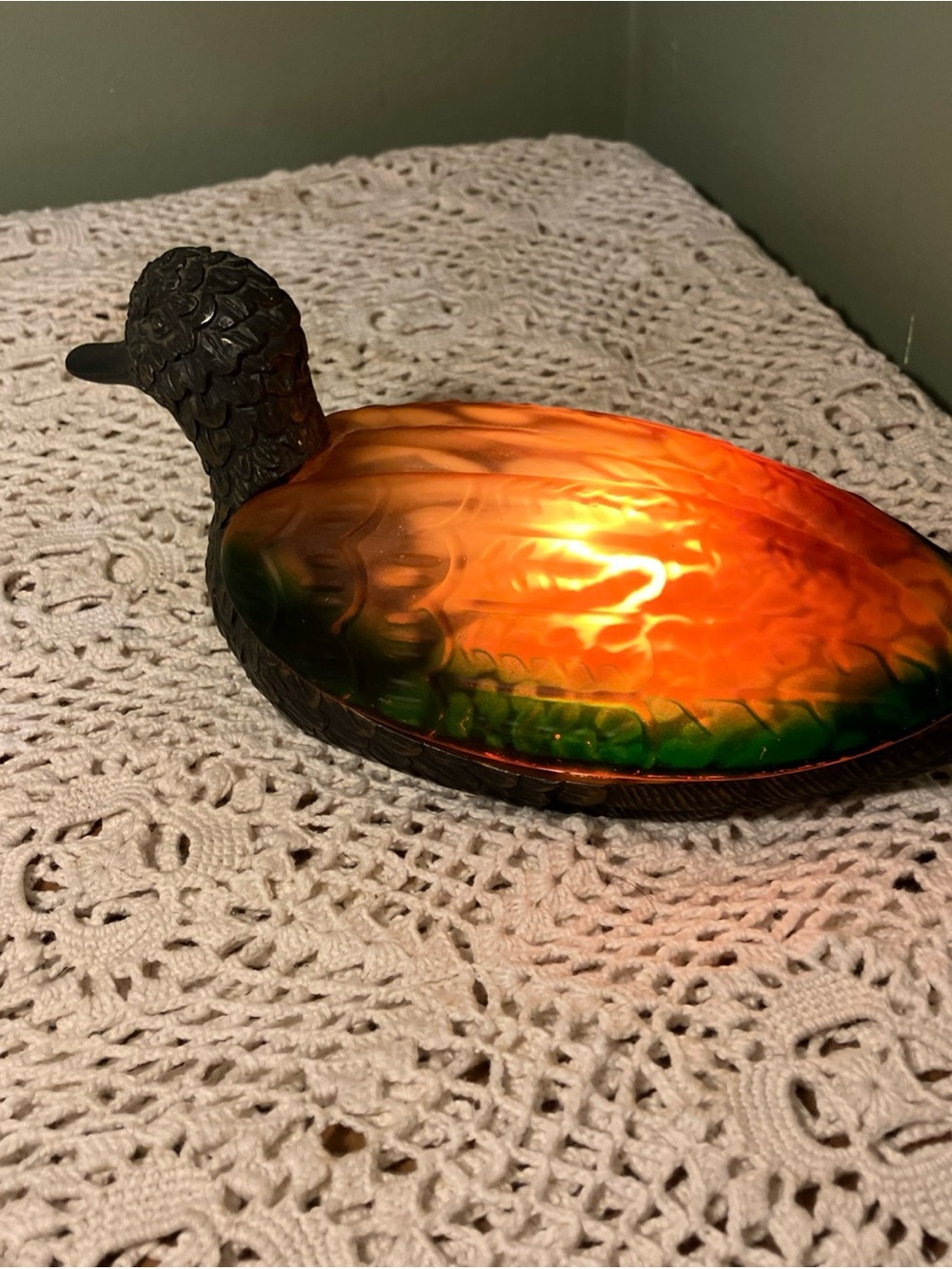 Duck Animal Night Light, Corded Electric Plug-In, Amber Glow, Brown/Gray